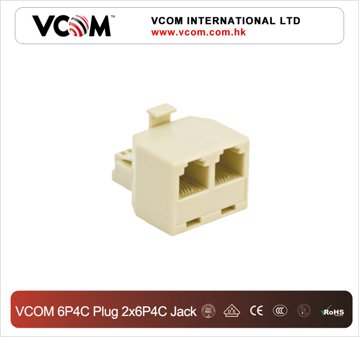 VCOM 6P4C fiche 2x6P4C Jack