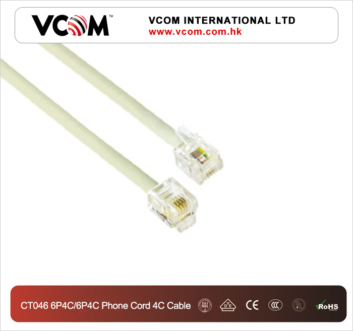Cordon tlphonique  VCOM CT046 6P4C / 6P4C 