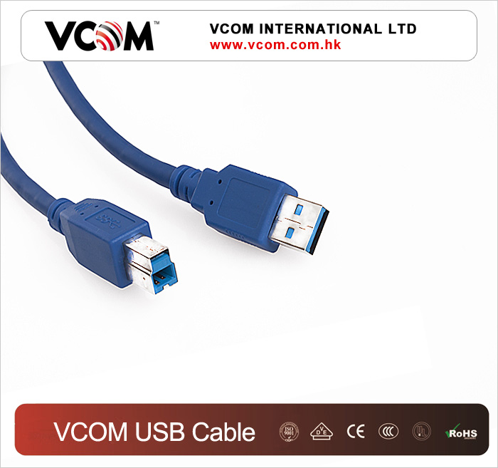 Cble USB VCOM haut dbit Bleu 3.0V AM / BM